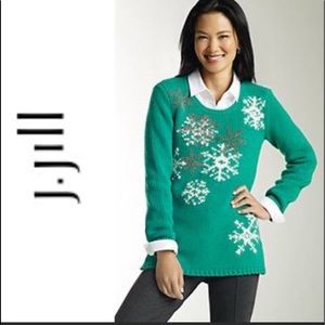 J Jill Green Snowflake Embellished 
